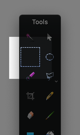 The Pixelmator rectangular marquee tool